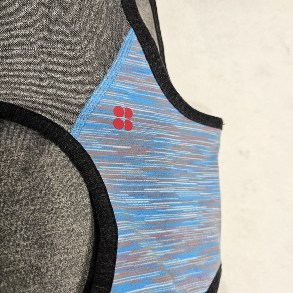 SWEATY BETTY Blue Grey Reversible Cut Out Cropped Sleeveless Crop Top Medium - Picture 7 of 13